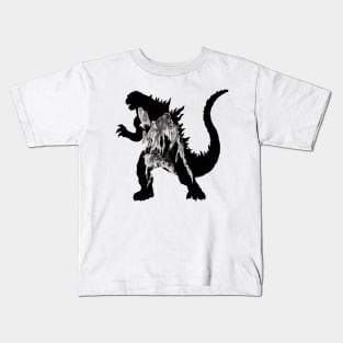 godzilla shillouette Kids T-Shirt